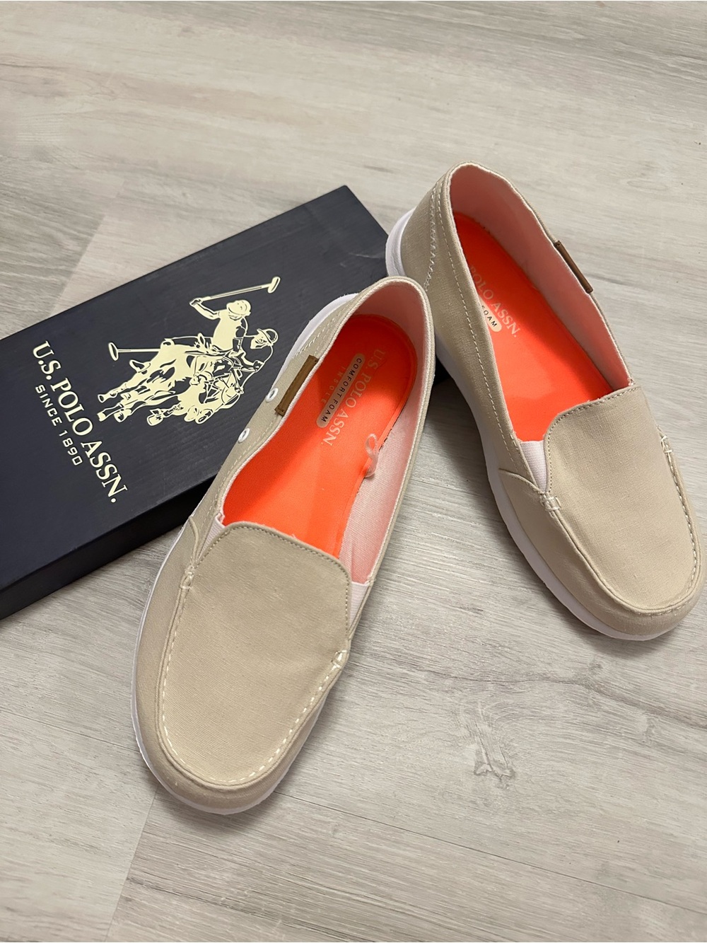 U.S. Polo Assn. Beige Canvas Slip-On Shoes